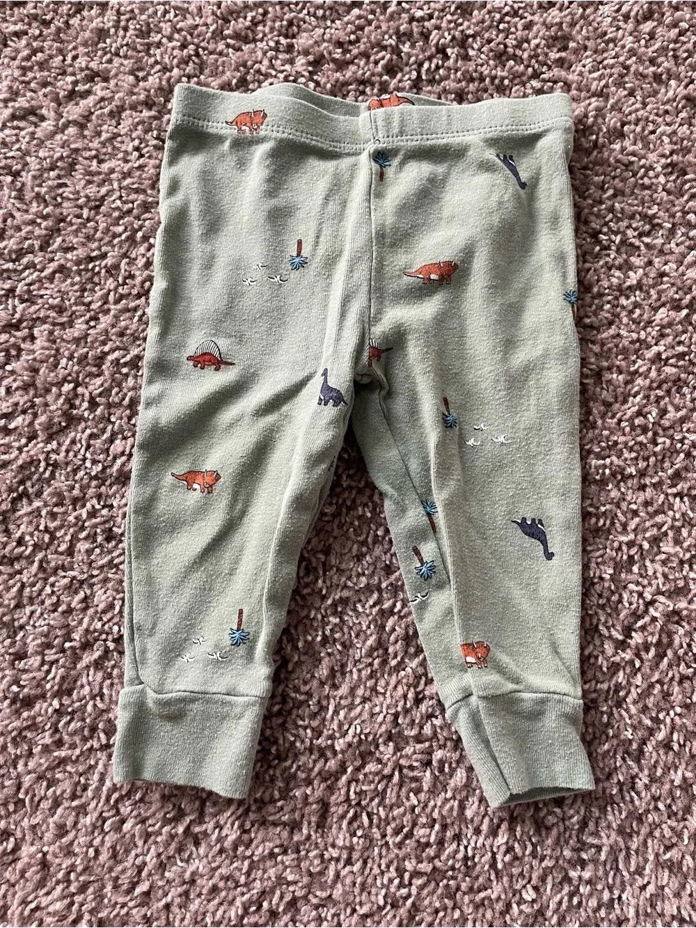 Carter's Blue Stripe One-Piece with Sage Dinosaur Pants Set